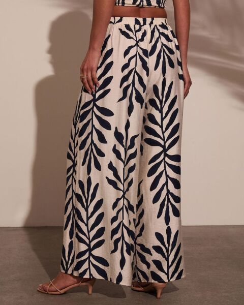 ECRU-BLACK-PRINTED PANTS