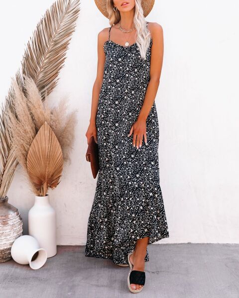 BLACK-FLORAL DRESS S - BLACK-FLORAL