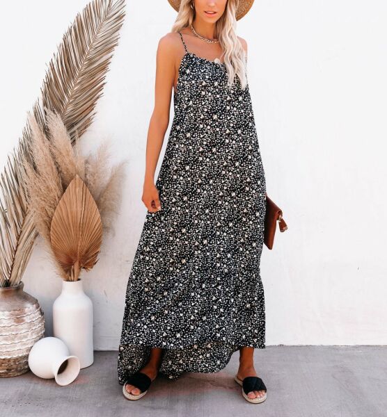 BLACK-FLORAL DRESS S - BLACK-FLORAL