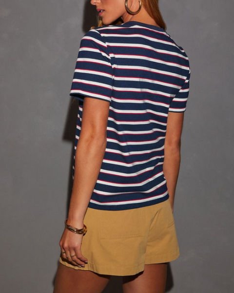 NAVY-ECRU-STRIPED T-SHIRT