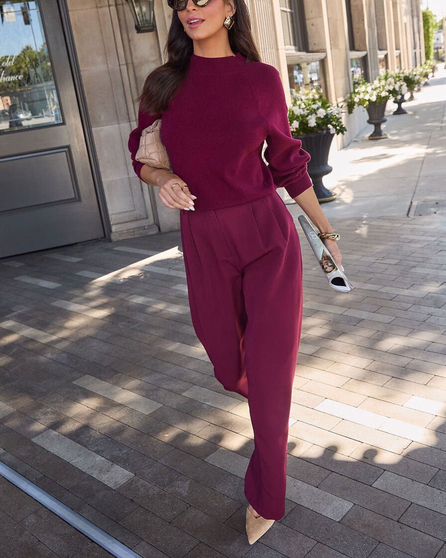 BURGUNDY PANTS S - BURGUNDY
