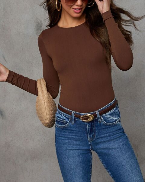BROWN BLOUSE M - BROWN