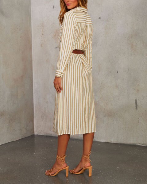 BEIGE-BROWN-STRIPED DRESS