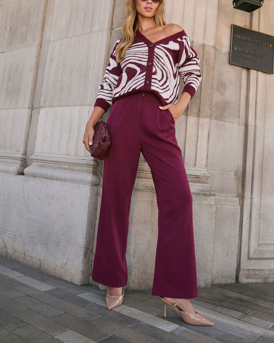 BURGUNDY-ECRU CARDIGANS