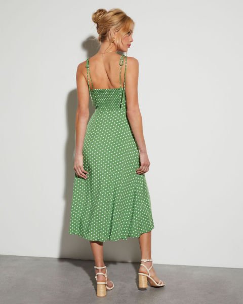 GREEN-POLKA-DOT DRESS