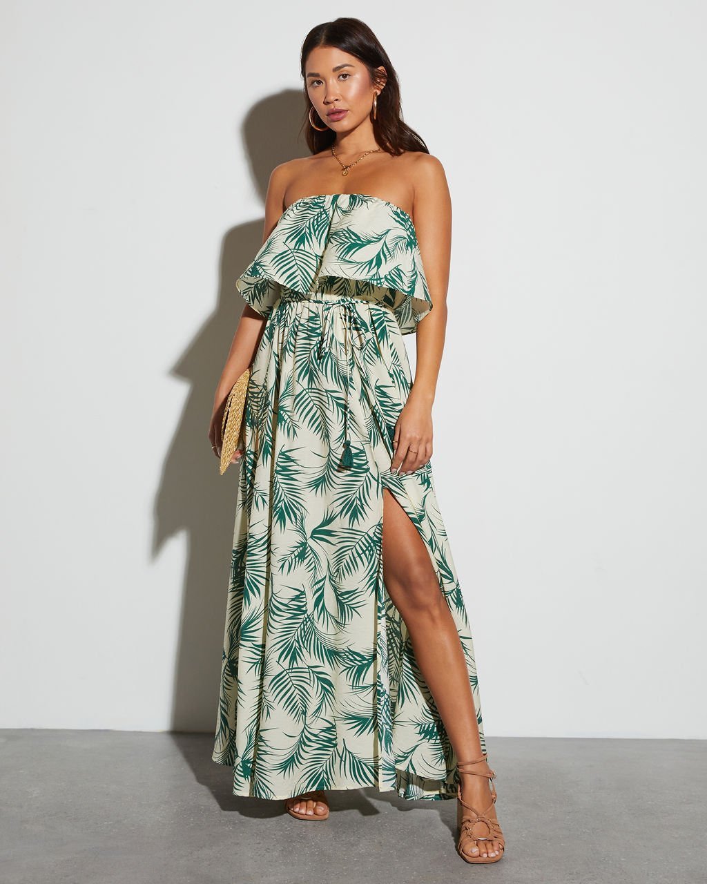 ECRU-GREEN-FLORAL DRESS