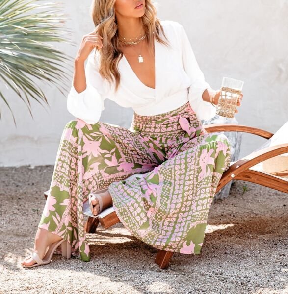 PINK-GREEN-FLORAL PANTS
