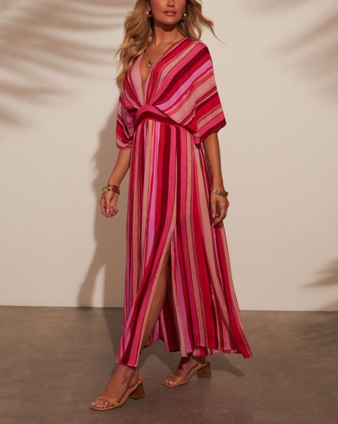 PINK-RED-STRIPED  DRESS