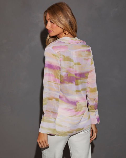ECRU-PINK-MARBLED SHIRT