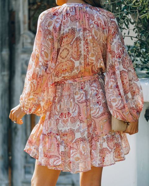 PINK-ECRU-PRINTED DRESS