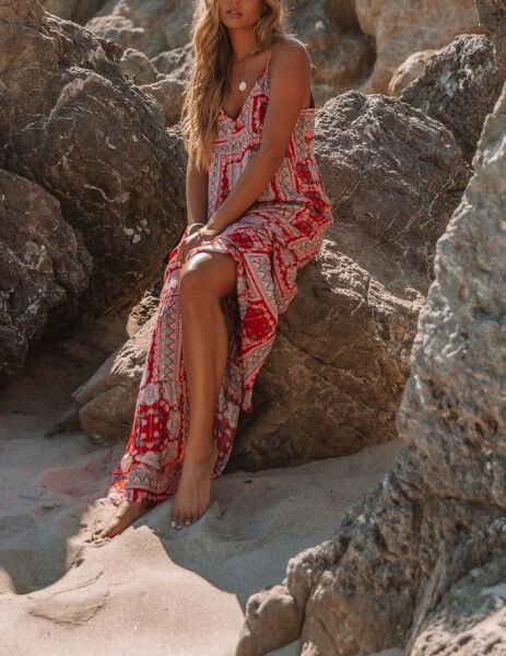 RED-BLUE-PRINTED DRESS