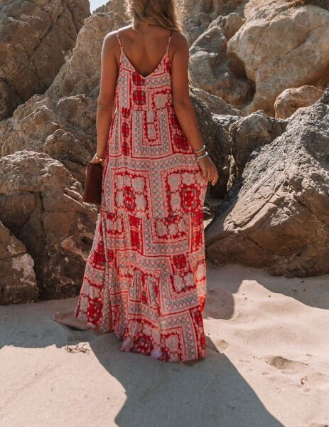 RED-BLUE-PRINTED DRESS