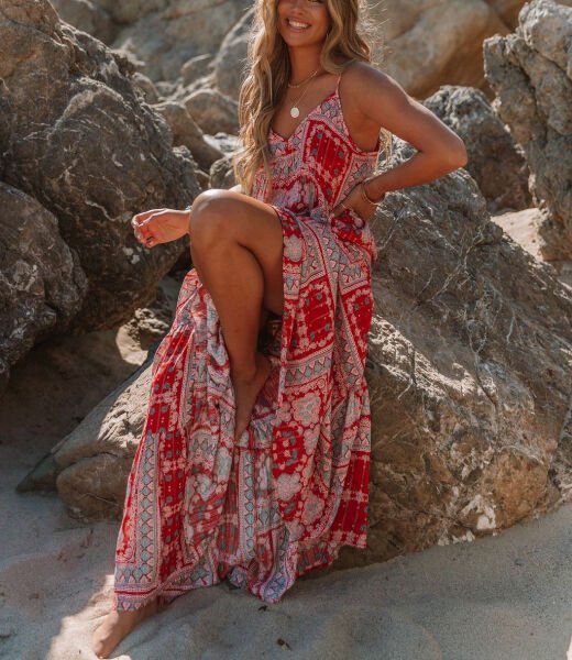 RED-BLUE-PRINTED DRESS