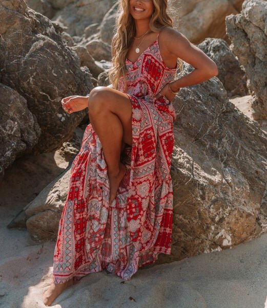 RED-BLUE-PRINTED DRESS