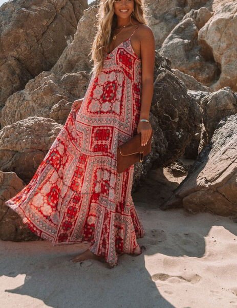 RED-BLUE-PRINTED DRESS