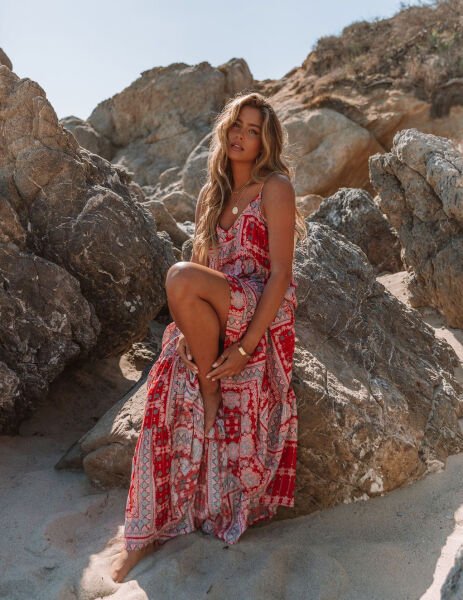 RED-BLUE-PRINTED DRESS