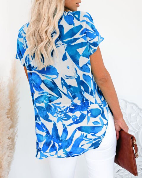 ECRU-BLUE-PRINTED BLOUSE