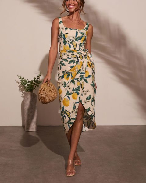 LEMON-GREEN-PRINTED  DRESS