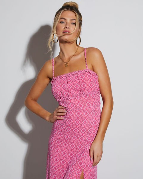 PINK-PRINTED DRESS