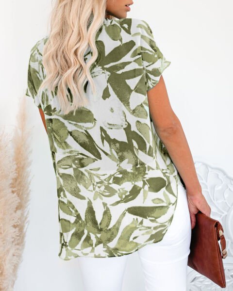 ECRU-KHAKI-PRINTED BLOUSE