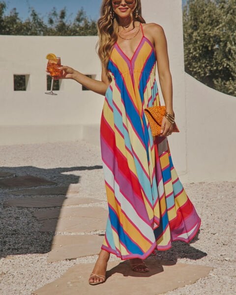 RED-BLUE-PRINTED DRESS