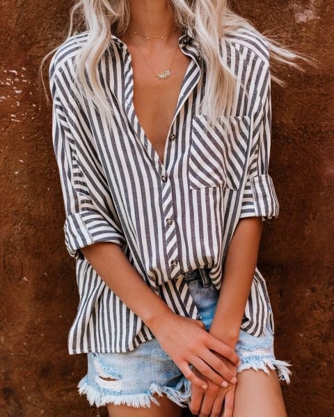 GREY-STRIPED SHIRT