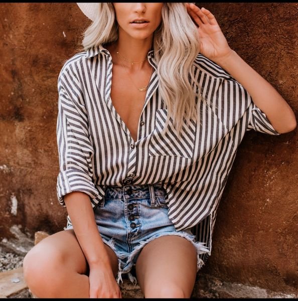 GREY-STRIPED SHIRT