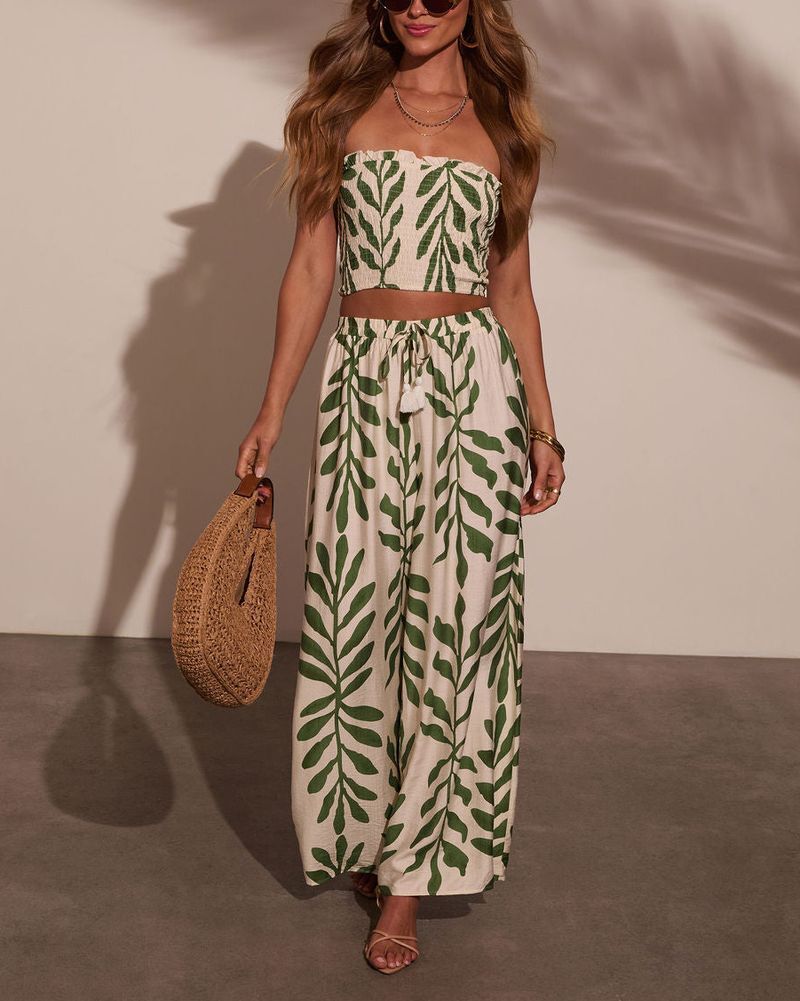 OLIVE-ECRU-PRINTED PANTS