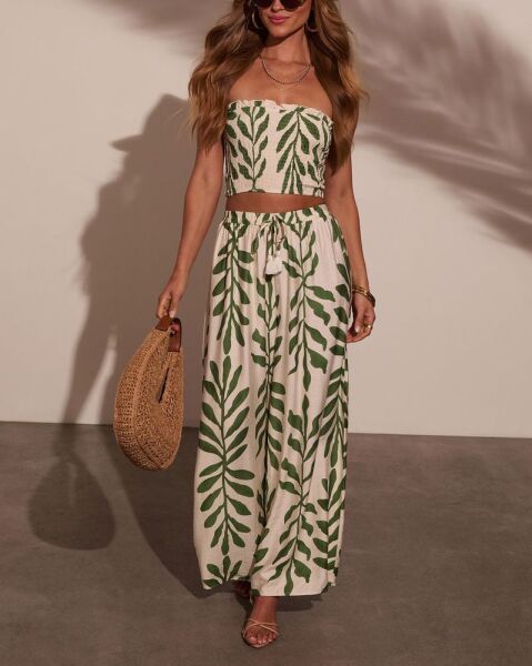 OLIVE-ECRU-PRINTED PANTS