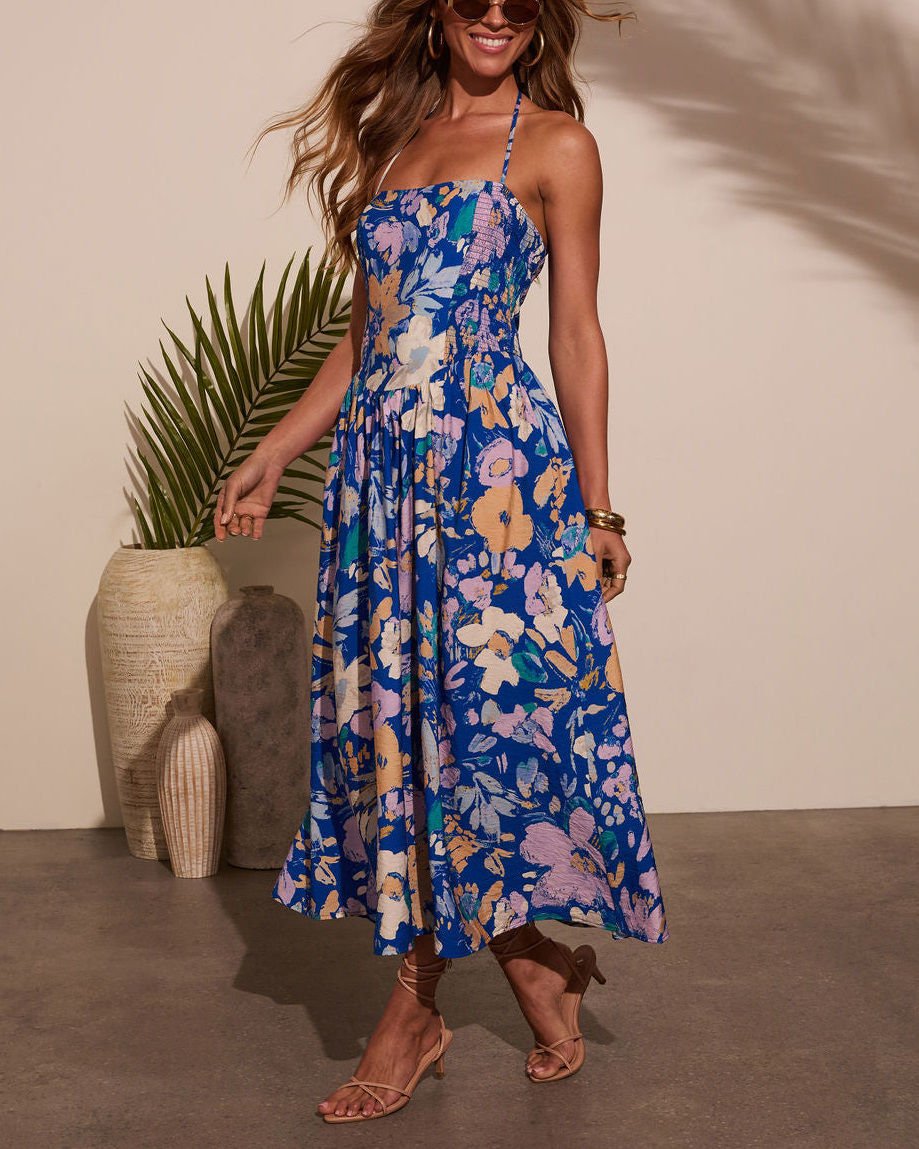 BLUE-FLORAL  DRESS