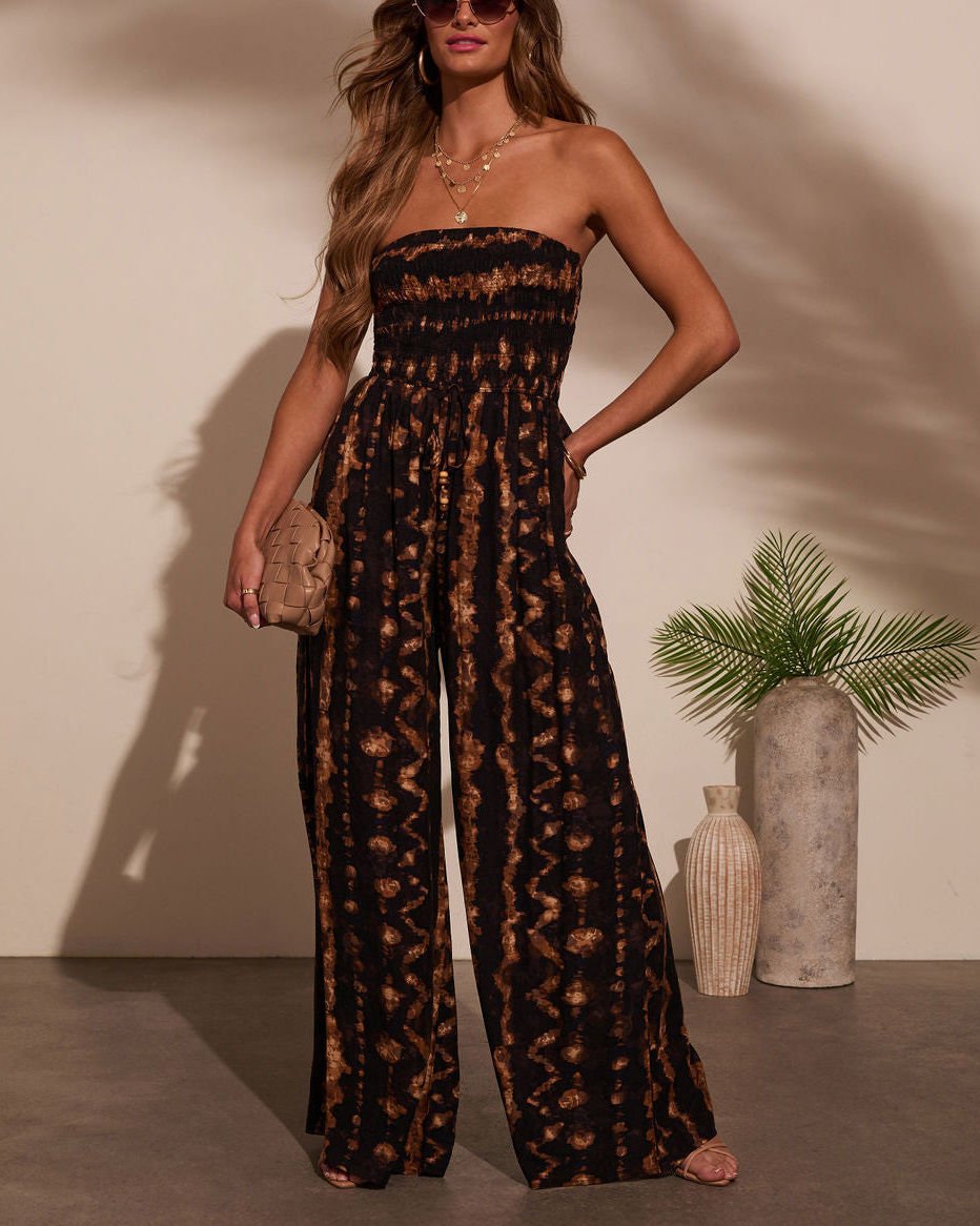 BROWN-BEIGE-PRINTED  JUMPSUIT