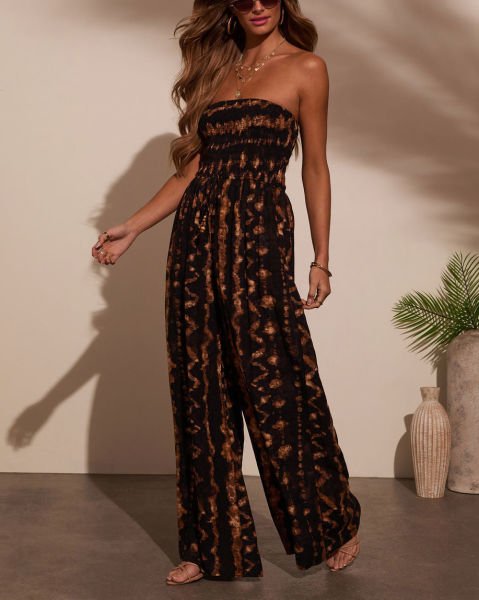 BROWN-BEIGE-PRINTED  JUMPSUIT