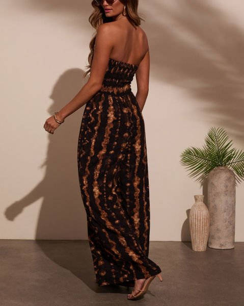 BROWN-BEIGE-PRINTED  JUMPSUIT