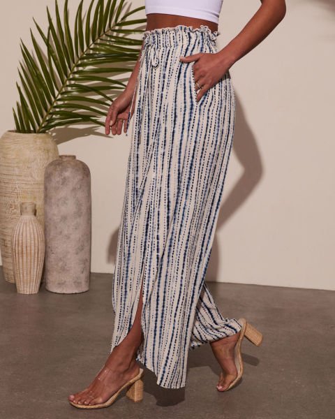 WHITE-NAVY-STRIPED  PANTS