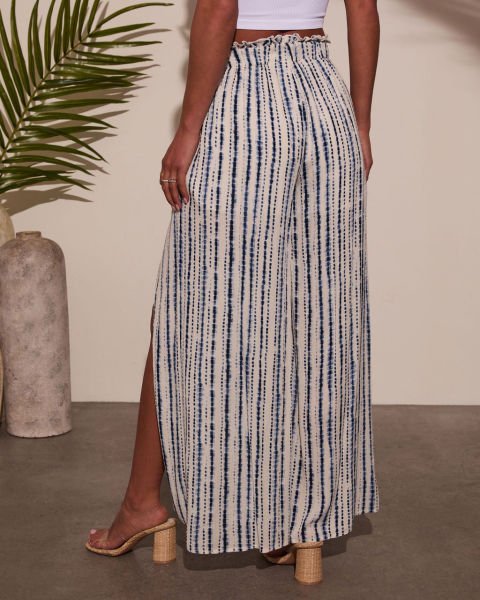 WHITE-NAVY-STRIPED  PANTS