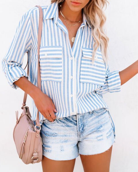 WHITE-BLUE-STRIPED SHIRT