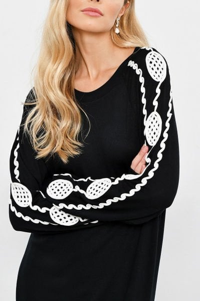 BLACK-ECRU BLOUSE