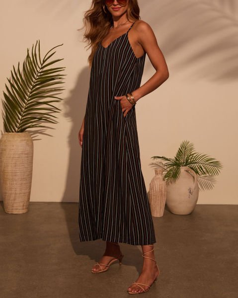 BLACK-BEIGE-STRIPED  JUMPSUIT