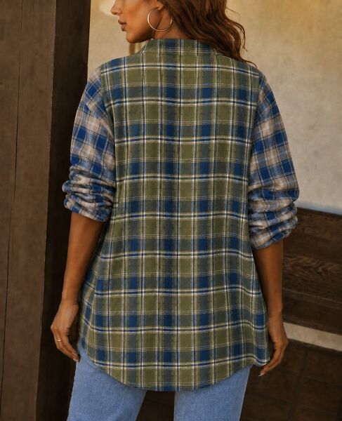 GREEN-BLUE-PLAID SHIRT XL - GREEN-BLUE-PLAID