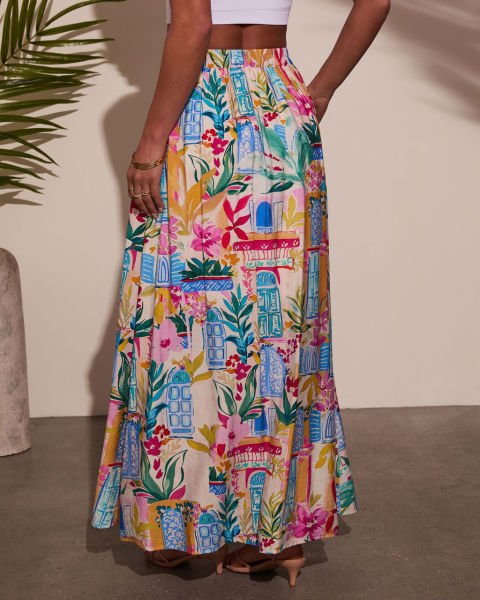 BLUE-PINK-PRINTED  SKIRT