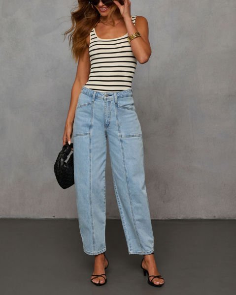 ECRU-BLACK-STRIPED  TANK-TOP