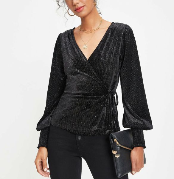 BLACK-GLITTERED BLOUSE