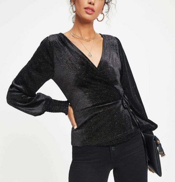 BLACK-GLITTERED BLOUSE