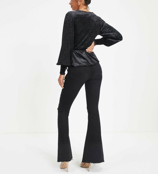 BLACK-GLITTERED BLOUSE