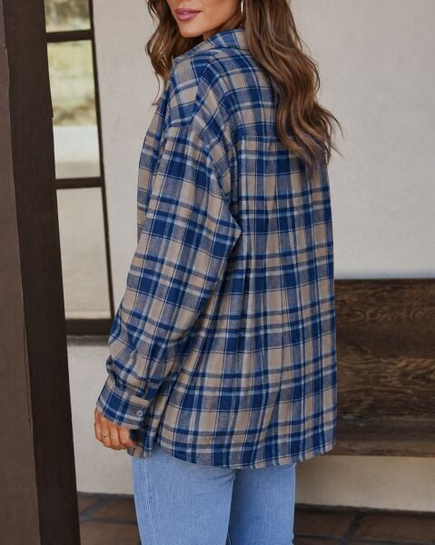 NAVY-TAUPE-PLAID SHIRT XL - NAVY-TAUPE-PLAID
