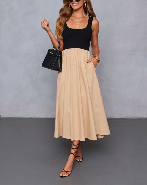 BLACK-BEIGE DRESS