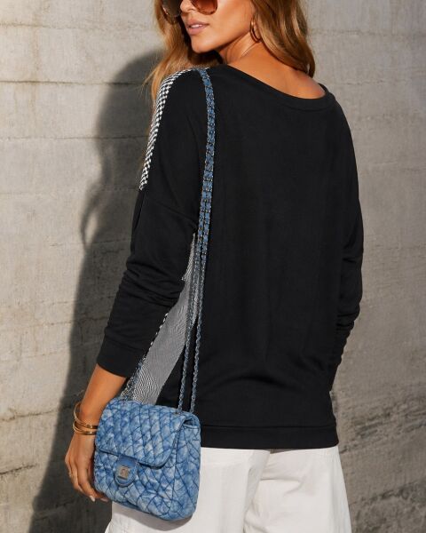 GREY-BLACK bloUSE L - GREY-BLACK