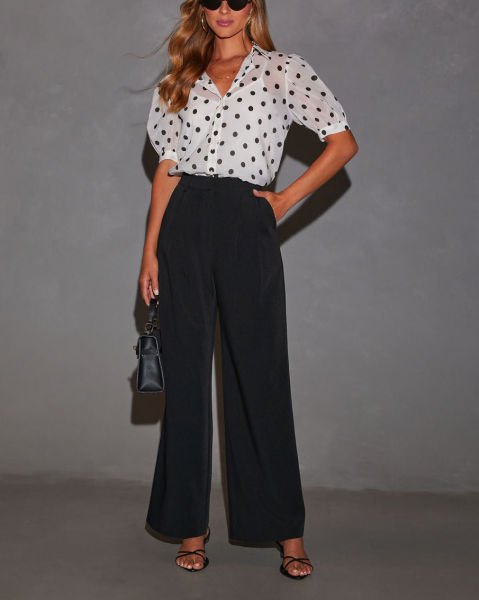 WHITE-BLACK-POLKADOT  SHIRT