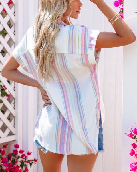 ECRU-PINK-STRIPED  SHIRT