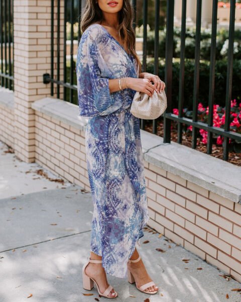 BLUE-ECRU-BATIK DRESS